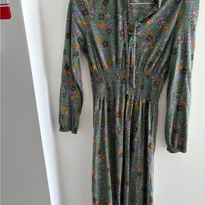 Floral Green Dress cotton - size M